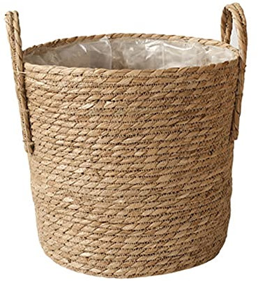 LTLWSH Cesta de Hierba, Cestas de Plantas Flores Cesta Mimbre, Macetas de Flores Cesta de Almacenamiento, Cesta Tejida para Plantas Flores Interior Decoración,25x25cm