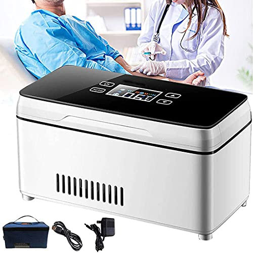Insulin Kühlbox Insulinkühler, Tragbare Medikamente Kühlschrank, Elektro Kühler Reisebox Thermostat 2-8 Grad Mit Insulinkühlschrank, Interferon, Wachstumshormon,Impfstoff,Augentropfen,2*battery