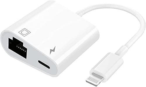 Adattatore Lightning a Ethernet certificato Apple MFi 2 in 1 per iPhone/iPad/iPod, supporta rete Ethernet 100Mbps con porta di ricarica, Plug and Play, supporta tutti i iOS