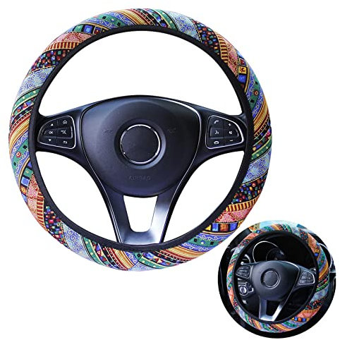 Universal Lenkrad Abdeckung Boho, Lenkradhülle Lenkradbezug für Damen, Lenkrad Abdeckungen für Frauen, für Autos, SUVs, Transporter, Lastwagen, Universelle