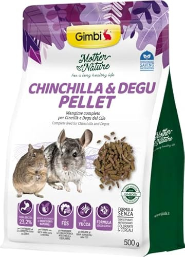 Gimbi Mother Nature Chinchilla & Degu Pellets Alleinfuttermittel für Chinchilla Degu ohne Konservierungsstoffe und Farbstoffe, 500 g