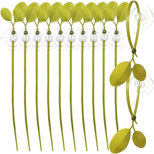 JZMYXA Aquarium Suction Cups and Leaf-Shaped Adjustable Cable Ties for Binding Moss Shrimp Dodging Nest, Suction Cups with Holes Aquarium Plants Holder (24)