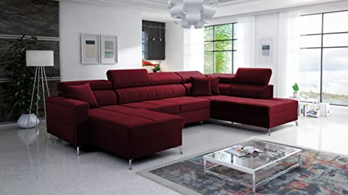 All4All Ecksofa Simi VI mit Schlaffunktion - Bettkasten - Wohnlandschaft - XXL - Sofa - U Form - Couch - Eckcouch - Schlafsofa Modern - Möbel 26 (Jaguar 2181, Seite Links)