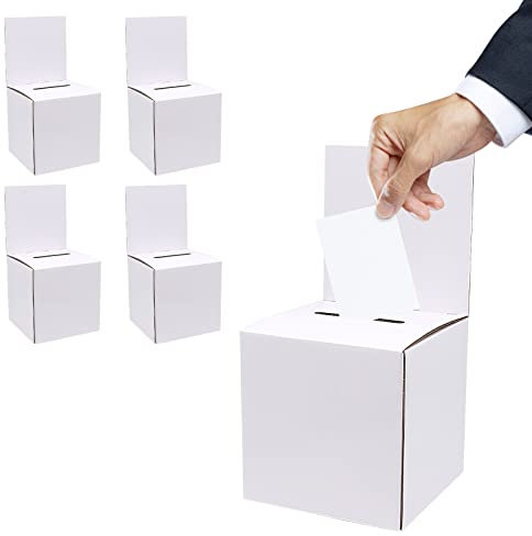 5 Stück Wahlurne Weiße Glänzende Kartonschachteln mit Schlitz Charity-Boxen Vorschlagsbox mit abnehmbarem Kopfteil Tombola Spendenboxen für Fundraising Sammeln Abstimmen