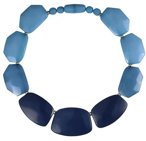 ZAVANA Blau und HellBlau Statement-Halskette für Damen und Mädchen, handgefertigte hellblaue und dunkelblaue Boho Chic Chunky Halskette für Frauen, elegante Trendy Bohemian Modeschmuck