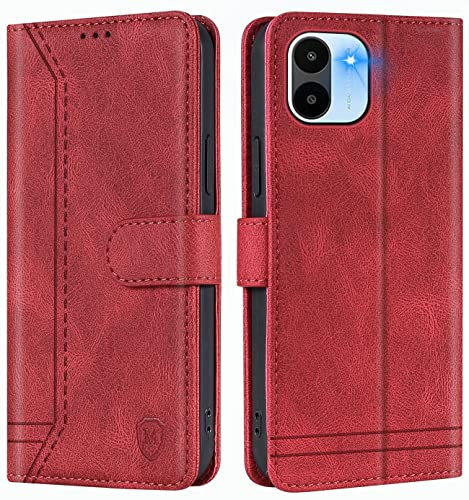 GoodcAcy Coque pour Xiaomi Redmi A1/Xiaomi Redmi A2 Coque, Etui Protection Housse Premium en Cuir PU,Pochette Fermeture Magnétique,Flip Case Compatible avec Xiaomi Redmi A1/Xiaomi Redmi A2 (Rouge)