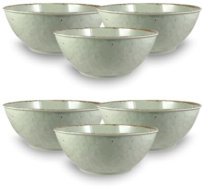 ARCA, Servizio di Ciotole, Set di 6 Ciotole, Realizzate in Melamina, Set per la Tavola, Colore Acqua Marina, Collezione Tierra, 22x9 cm