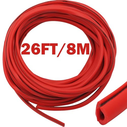 CTRICALVER U-shaped PVC Door Protector Strip, 8M Car Edge Trim, Suitable for Most Cars (Red)