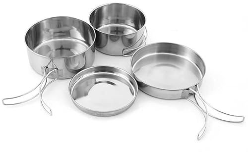 Outdoor Stainless-Steel Camping okware Set Hiking Bapaing oking Picnic Bowl Set