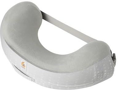 Ergobaby Natural Curve Ergonomisches Stillkissen mit Haltegurt, Kissen zum Stillen mit Rückengurt und Schnallenverschluss für hohen Komfort und Stabilität, Moonlight Grey