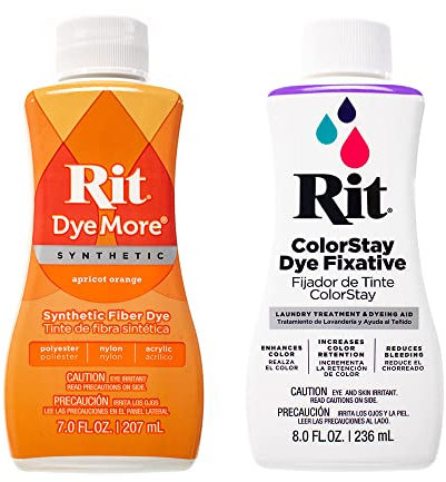 Rit DyeMore - Tinte para Teñir Ropa, Fibra Líquida Sintética de 7 onzas, Decoración y Manualidades, Color Naranja Albaricoque con Fijador