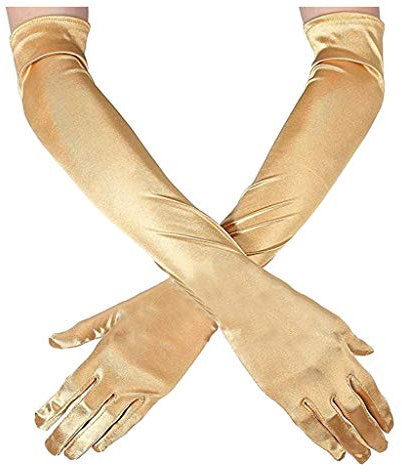 Kleidung Abend lange Handschuhe Adult Performance Cheerleader Frauen Cosplay reizvolle Handschuhe Pfau Ohrringe (Gold, One Size)