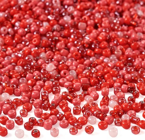 Craftdady 480 cuentas rojas de cristal para el día de San Valentín, 4 mm, 6/0, espaciadores de cuentas de cristal checo, color negro, mezclado para manualidades, pulseras, collares, joyas