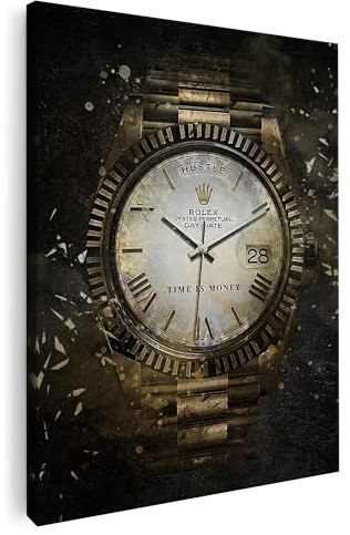 Artmazing | Time Is Money Bild bunt | S-Art Bilder | Time Is Money Bilder Modern | Coole Wandbilder Wohnzimmer | Wandbild Time Is Money Deko XXL | Bild Leinwand XXL | buntes Poster für Wand