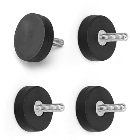 0XBIT Neodym Magnet Gummiert, 4 Stück Gummi Magnet Scheibe, 22mm, Stark, M4 Gewinde