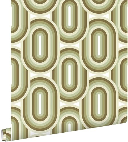 Esta Home Tapete Retro-Ornamente Olivgrün 53 cm x 10.05 m