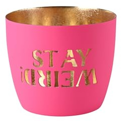 Windlicht Madras Stay Weird! Eisen Höhe 8,5 cm hot pink Gold