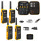 DC DECROSS 93 Walkie Talkie, Profesional hasta 10 km, Largo Alcance, Recargable, PMR446 16 Canales, VOX, Linterna, IP67, Resistente a la Intemperie, Manos Libres, Auriculares, Senderismo (4 pzs)