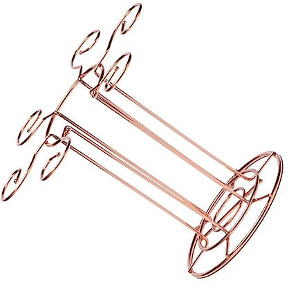 Amosfun Wine Glass Hanger Desktop Wine Glass Holder Iron Wine Rack Rose Gold Bar Goblet Rack Space-saving