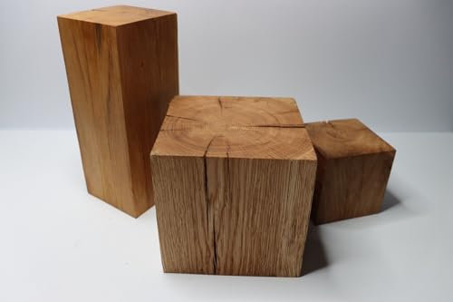 Holzblock Eiche Geölter 40x40x..cm Massiver Eichenblock, Holzklotz, Holzdeko, Sitzhocker, Eichenwürfel, Beistelltisch, Hocker (40x40x45cm)