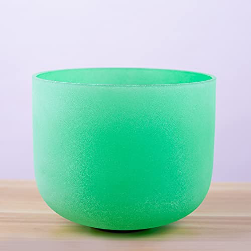 Frosted Green Color 432Hz C Root Chakra Quartz Crystal Singing Bowl for Meditation, Yoga and Relaxation 10 inch