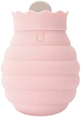 ESHINEDE Hot Water Bottle 2000ml Water-filling Hot-water Bags Cute Transparent Hot Water Bottle Warm Belly Treasure Hand Warmer Filled Portable Hot Water Bags for Hot and Cold Therapy(Pink)