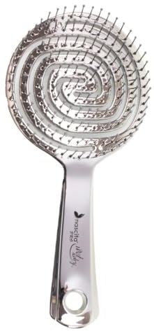 nascita Haarbürste ohne Ziepen für Damen, Herren & Kinder - Entwirrbürste für Locken, lange & nasse Haare - Nachhaltige Detangler Bürste mit Spiralfeder mit 3D-Flexi-Design - Hair Brush Shiny Silver