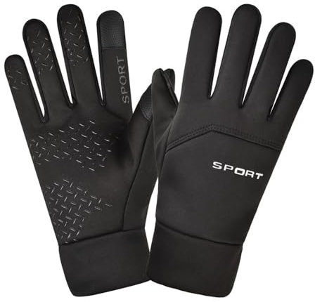 VONCYKI Winter Outdoor Sports Lauf Handschuh Warm Touch Screen Gym Fitness Volle Finger Handschuhe for Männer Frauen Gestrickte Magische Handschuhe(Black)