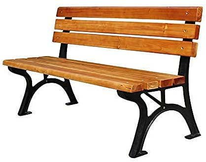 Gartenbank für den Außenbereich, mit wetterbeständigem Teak-Sitz, 3-Sitzer, Metall, Terrasse, Parkbank für Innenhof, korrosionsbeständig, Massivholz, Veranda-Stuhl, 150 cm
