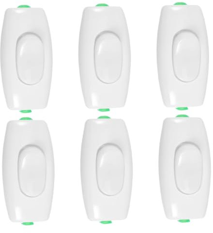 Uonlytech 1 Satz Nachttischschalter Lampenschalter Lichtschalter Wandlampe Schalter Lampenkabelschalter Steckdose Sicherheitsabdeckung Dimmschalter Für Led-leuchten Lichtdimmer Abs Weiß 6st