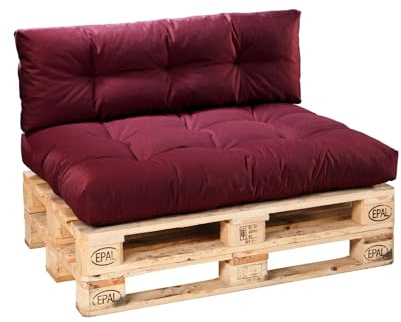 Bodyprotect 2-teilig Set Sitzkissen & Rückenlehne für Paletten, Rot | Palettenkissen, Paletten Kissen Indoor & Outdoor aus hochwertigem Möbelstoff Loungekissen Gartenmöbel, Made in EU, OEKO-TEX
