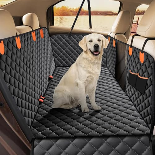 WUDIJING Hundedecke Auto Rückbank für VW ID.7 2023-2024, Autositzbezug für Hunde Rücksitz mit Seitenschutz und Sichtfenster Kofferraumschutz Hund,Black