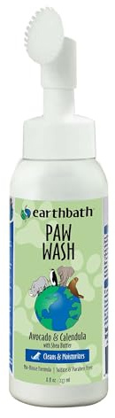 earthbath Paw Wash with Scrubber Brush - Avocado & Calendula, 8 Fl Oz