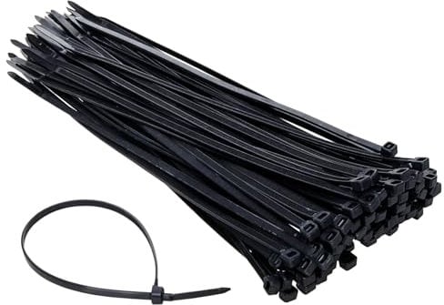 Black Cable Ties 300mm x 4.8mm (100 Pack) – Extra Long & Strong Nylon Zip Ties, Heavy Duty Self-Locking Tie Wraps, UV Resistant for Cable Management, Garden, Home, Office, DIY & Electrical Use