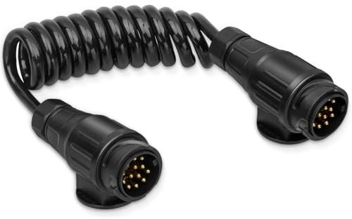 WDKXCN Rallonge Remorque 13 Broches, Prise Remorque 13 Broches avec Cable 2 m, Rallonge Spirale Cable Remorque 13 Broches, Faisceau Remorque 13 Broches pour Voiture Caravane Camping-Car