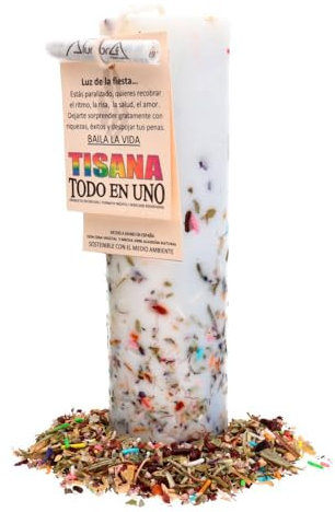 LAMARE Esoterische Kräutertee-Kerze – Alles in einem – Ritualkerze All-in-One für Reichtum, Liebe, Gesundheit, Wohlstand – Handgemachte Kerzen mit 100% natürlichem Baumwoll-Docht