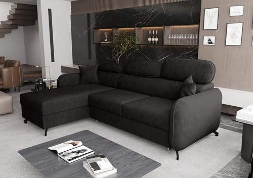 AXLIVING Ecksofa mit Schlaffunktion Ribella 5 L-Form 265cm, Samt in Grafit Links