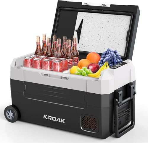 HCALORY 30L Dual-Zone Kompressor kühlbox MIT APP-STEUERUNG – Elektrisch Kühlbox (-20°C bis +20°C), 12/24/230V + Trennwand für Camping/Reisen