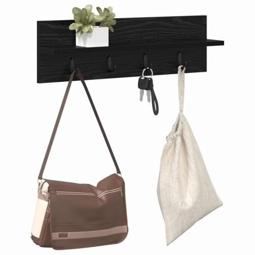 vidaXL Wall-Mounted Coat Rack Wall-Mounted Black Oak 60 x 10.5 x 18 cm