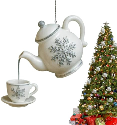 Teapot Christmas Ornaments Christmas Ornaments Set For Tree Decorations Hanging Acrylic 2D Tea Pot Decorations, Hanging Pendant Rustic Bag Charm Home Decor For Indoor Outdoor
