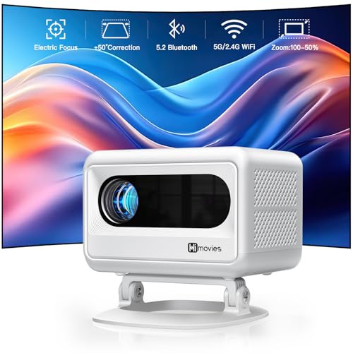 VOPLLS Mini Beamer 23000L E-Fokus Trapezkorrektur Klein Projektor 4K Unterstützt, Portable Projectok WiFi6 Bluetooth 5.2 Full HD 1080P, Tragbarer Video Projector für Handy/TV Stick/Laptop/HDMI