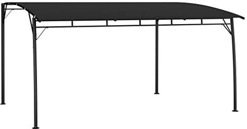 Protection solaire de jardin, 4 x 3 x 2,55 m, anthracite, toit de terrasse avec construction en métal et toit en tissu pour l'ombre et le confort en plein air, pergola robuste pour le jardin