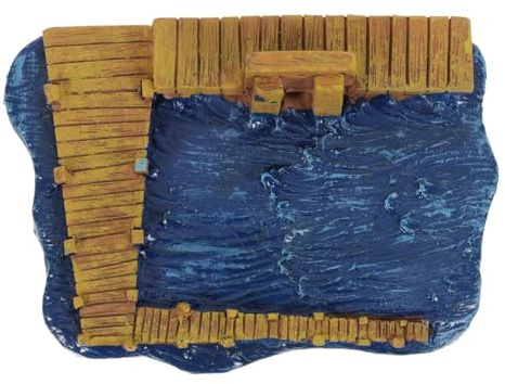 Veemoon Miniature Dock Pier Decor in Deep Lake Blue Resin – Realistic Dollhouse Accessory for Fairy Garden, Aquarium Ornament and Desktop Miniature Landscape Use