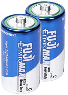 Fuji Enviromax AA battery, extra heavy duty, manufactured to be eco-friendly and powerful, Carbon Zinc (C, Pack of 2)