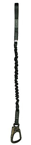 Fusion Tactical 2ft 24x1 Internal Elastic Bungee Militärpolizei Personal Retention Helo Lanyard mit Dual-Locking Karabinerhaken flachen Schleife 23 kN Schwarz
