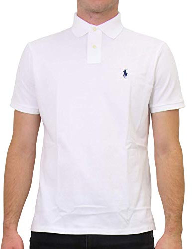 Ralph Lauren Polo Herren Poloshirt Custom-Slim-Fit Weiß L