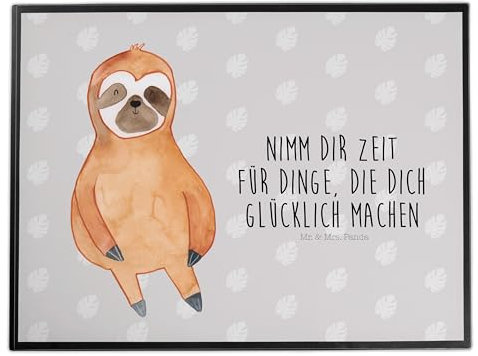 Mr. & Mrs. Panda Schreibtischunterlage Faultier Zufrieden - Geschenk, Bürobedarf, Faultier Deko, Schreibunterlage, Schreibtisch Unterlagen,