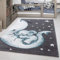 Teppich Rund Kinderzimmer Elefant Design Kurzflor Kinderteppich mädchen Spielteppich Modern Design Babyzimmer Teppiche für Junge und Mädchen Extra Weich und Antiallergen Blau und Grau 160 cm Rund