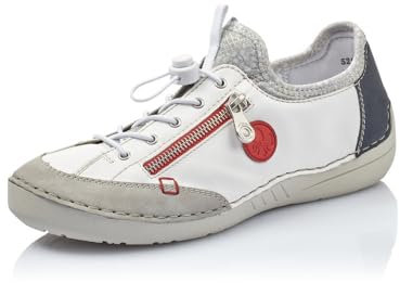 Rieker Mujer Zapatos con Cordones 52563, señora Calzado cómodo,Zapatos Bajos y cómodos,Cordones,Blanco (Weiss Kombi / 40),39 EU / 6 UK