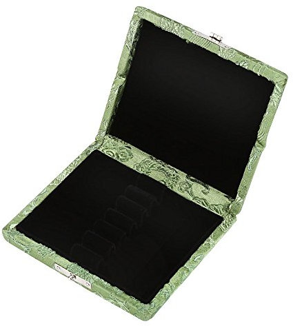 Oboe Reeds Case, Holz Seide Stoffbezug Weiche Stoff tragbare 6pcs Reed Holder Aufbewahrungsbox mit atmungsaktiven Löchern, solide und langlebig für Oboe Reeds(Grün)
